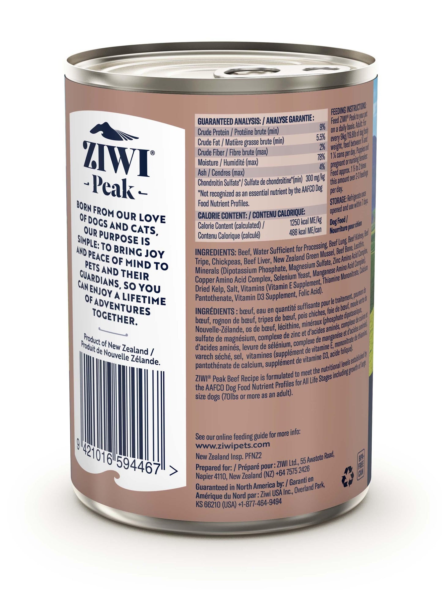 Ziwi Peak Dog Can 390g Beef