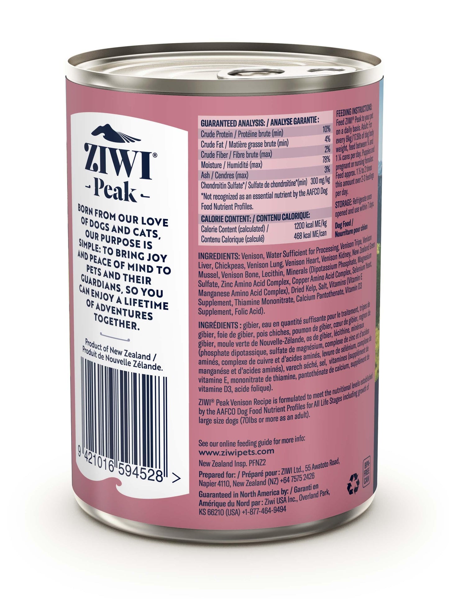 Ziwi Peak Dog Can 390g Venison