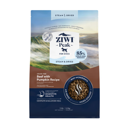 Ziwi Peak Steam Dried Dog Food Beef with Pumpkin 3.2kg / 1.5kg / 800g