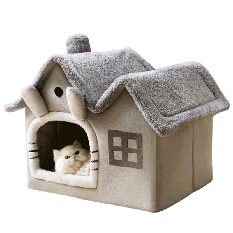 Folding Dog House Winter Fully Enclosed Warm Cat Sleeping Bed Can Be Removed and Washed Super Soft Portable Pet Dog House