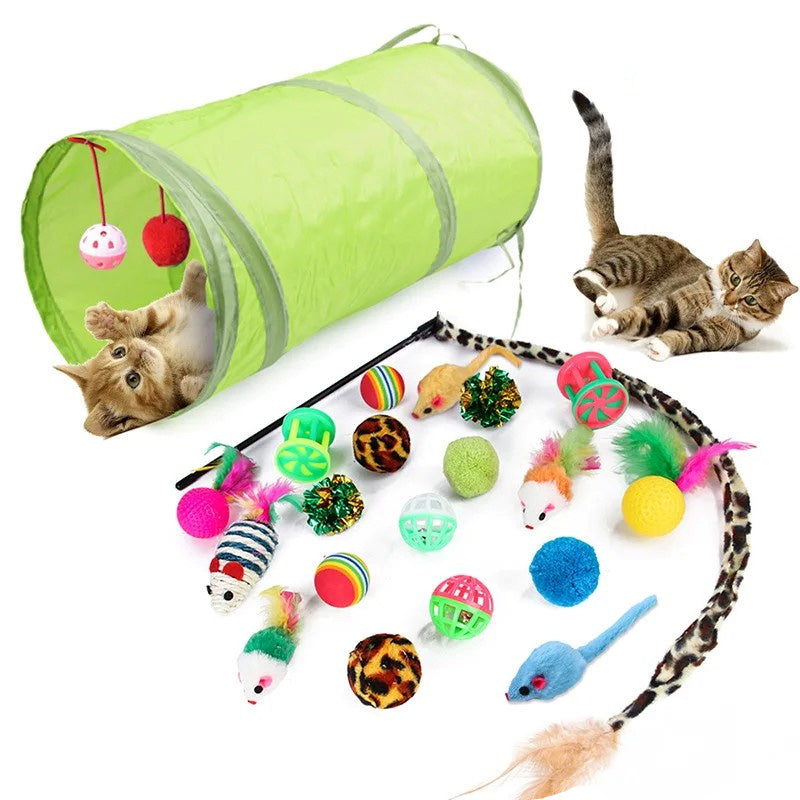 Kitten Toys Variety Pack-Pet Cat Toys Combination Set Cat Toy Funny Cat Stick Sisal Mouse Bell Ball Cat Supplies